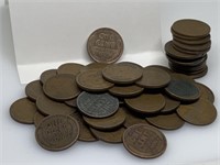 QTY 1 "ROLL" 50 UNSEARCHED WHEAT PENNIES