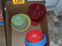 Plastic Bowls, Plates, and Big Margarita Glass