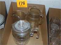 Plastic Pitcher w/Glass Pitcher and Percolater