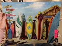 DECORATIVE METAL SIGN  SURFBOARD/ BEACH