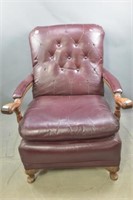 Walnut and 'Leather' Arm Chair