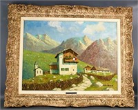 'Village in Alps' Schimek Oil on Canvas