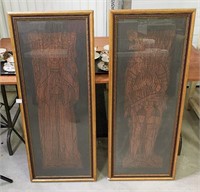 Pair of Framed Engrave 'Rubbings'