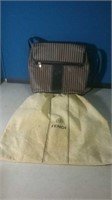 Fendi leather purse in two-tone brown stripe in