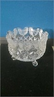 Heavy Crystal 3 footed dish 3 inches tall