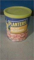 Can of Planters salted almonds sealed