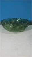Green coin glass bowl 12 in opening at top
