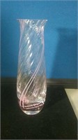 Pink and clear swirl Bud vase 7 inches tall