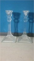 Pair of Tuscany lead crystal candlesticks 8 in