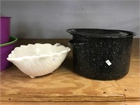Granite Pot, Ceramic Leaf Dish, Plastic
