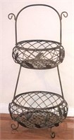 2-Tiered Metal Basket Stand