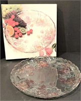 Glass Rose Floral Platter