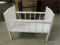 Vintage white doll bed (wooden) 24in long