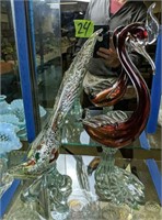 Pair Of Murano Style Art Glass Bird Figurines