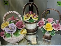 Capodimonte Baskets With Flowers. Light Damage