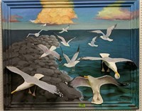 51" Fred Beebe 3d Relief Seagull Painting Wall Art