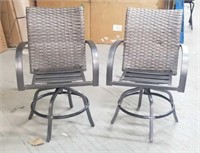 Pr Of Hampton Bay Cane Estates Swivel Chairs