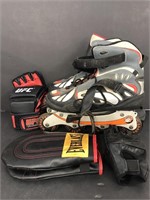 Roller Blades and 3 sets of sport gloves