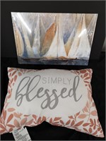 Brand new decorative pillow and wall art