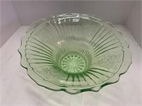 Green Depression Glass Serving Bowl