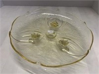Depression Glass - Vaseline Footed Server Plate