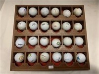 Golf Ball Collection w/ Wooden Display Case