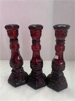 AVON Ruby Red Candle Stick Holders - Cape Cod