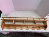 Hand-Crafted Wood Shelf w/ Coat Peg's