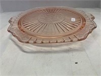 Pink Depression Raised Plate/Tray - Floral Design
