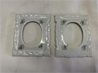 (2) Small Porcelain Glass Picture Frames