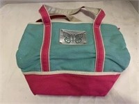 Pink / Green Hand Bag w/ Butterfly
