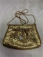 Ladies Evening Hand Bag w/ Strap - Gold Sparkles