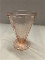Pink Depression Drinking Glass - Floral Design