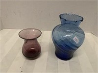 (2) Colored Glass Vases