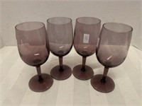 (4) Purple Stemware Glasses