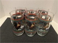 (6) Drinking Glasses - Rooster Design