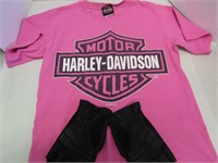 Harley Davidson Pink T Shirt and Gloves