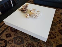 white 3 tier cubist coffee table (42" x 42")(no