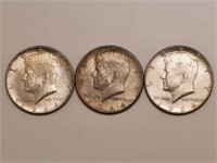 3 - 1964 JFK Silver Half Dollars