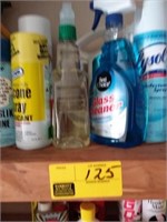 shelf of cleaning supplies