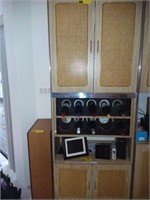Rattan & wood cabinet w/ wine rack (excludes