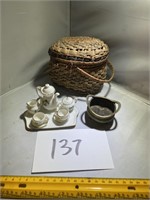 Childs Lefton Tea Set w/ basket