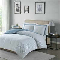 Full/Queen Reversible Stripe Down Comforter Set