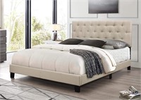 Home Design UMI UPHOLSTERED Panel Bed (Queen, Bei)