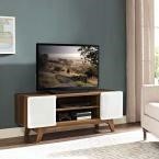 Tread 47 in. Walnut and White Wood TV Stand