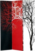 3-Panel Double Sided Painted Canvas Room Divider