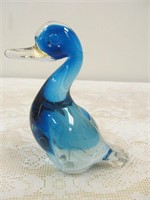 Art glass duck, blue