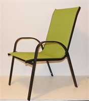 (6) SLING STACKING PATIO DINING CHAIRS, LIME GREEN