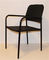 (6) WICKER STACKING PATIO DINING CHAIRS, BLACK