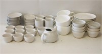 LOT OF ASSORTED CUPS, SAUCERS AND BOWLS, WHITE